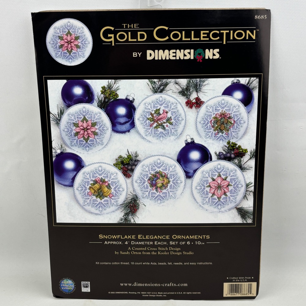 Dimensions Gold Collection Snowflake Elegance Ornaments Counted Cross Stitch Kit